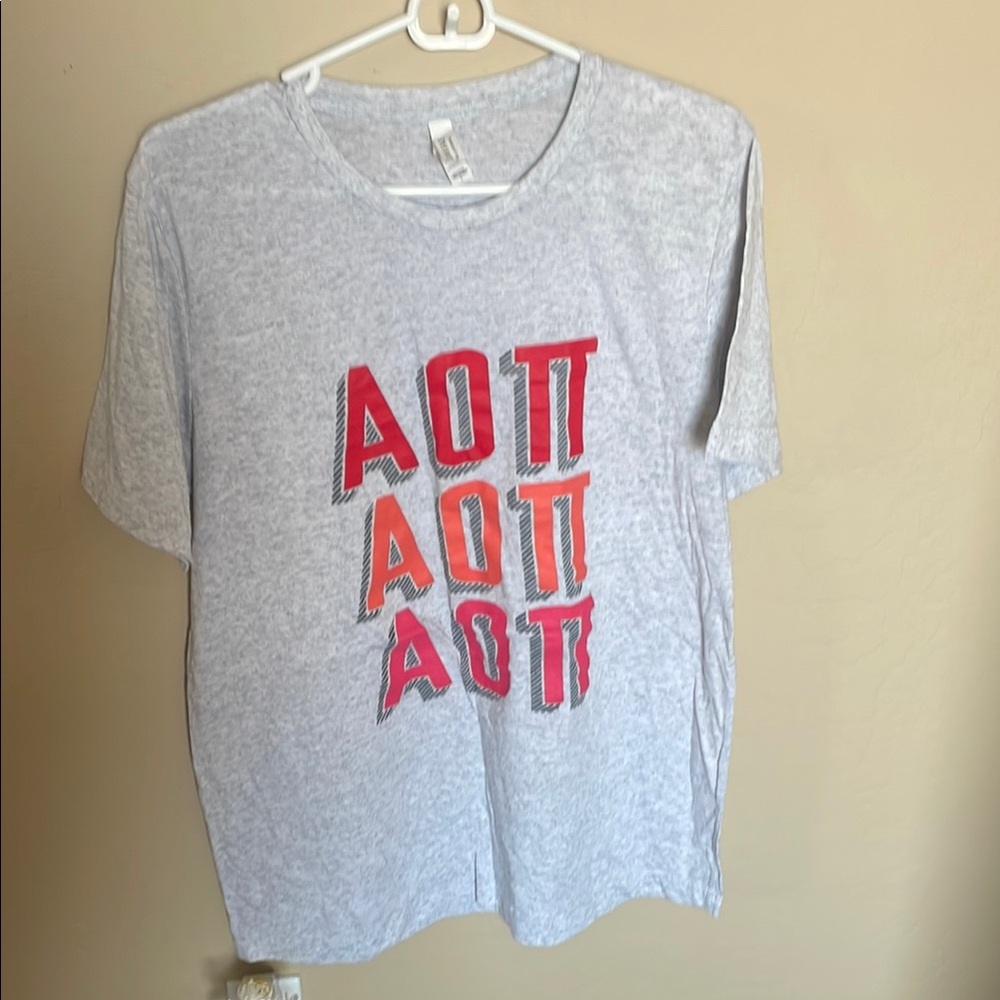 AOII / Alpha Omicron Pi Gray T-Shirt with Red Graphic LG